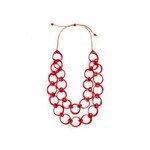 Organic Tagua Jewelry Long Ring of Life Tagua Necklace in Red