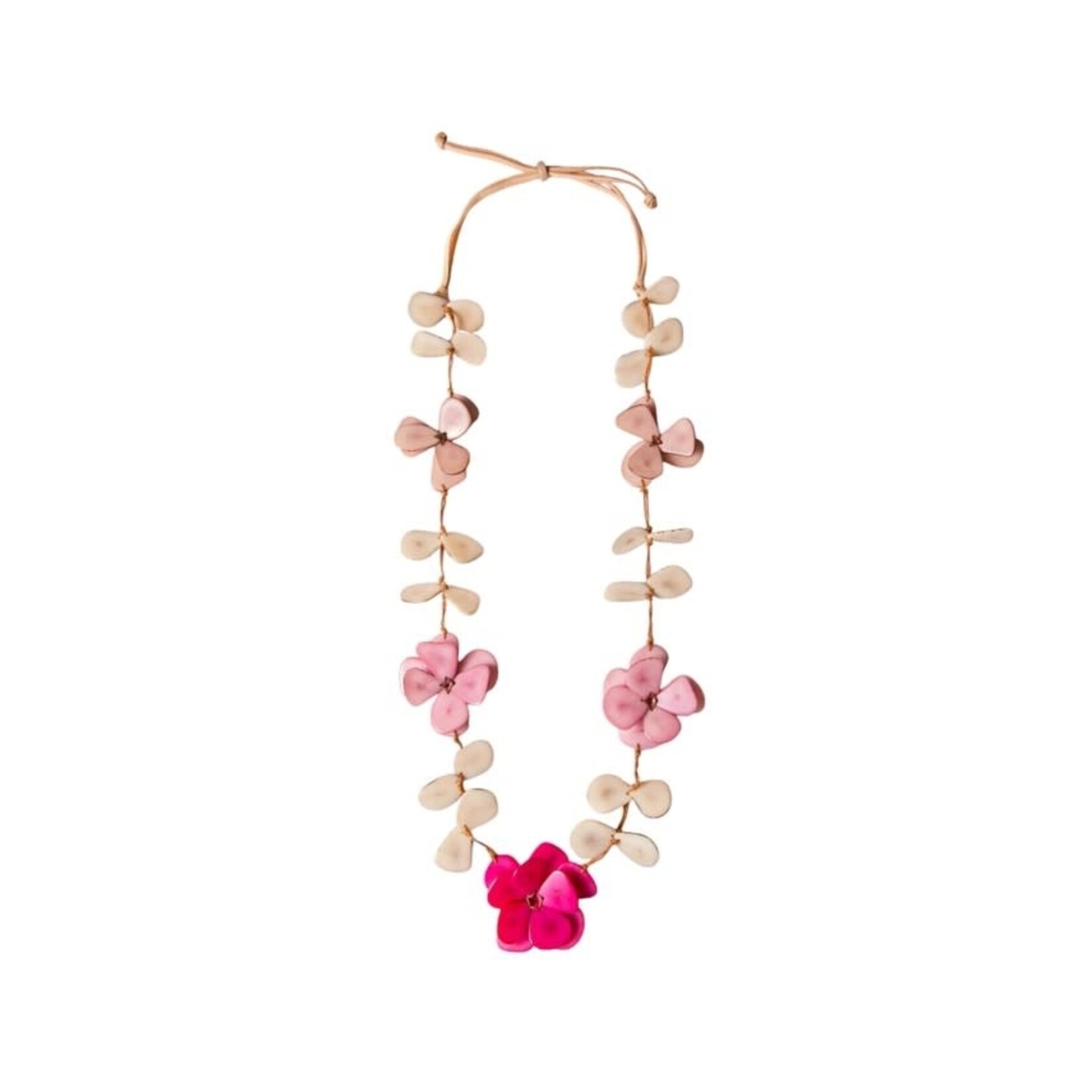 Organic Tagua Jewelry Rosie Tagua Necklace in Pink Combo
