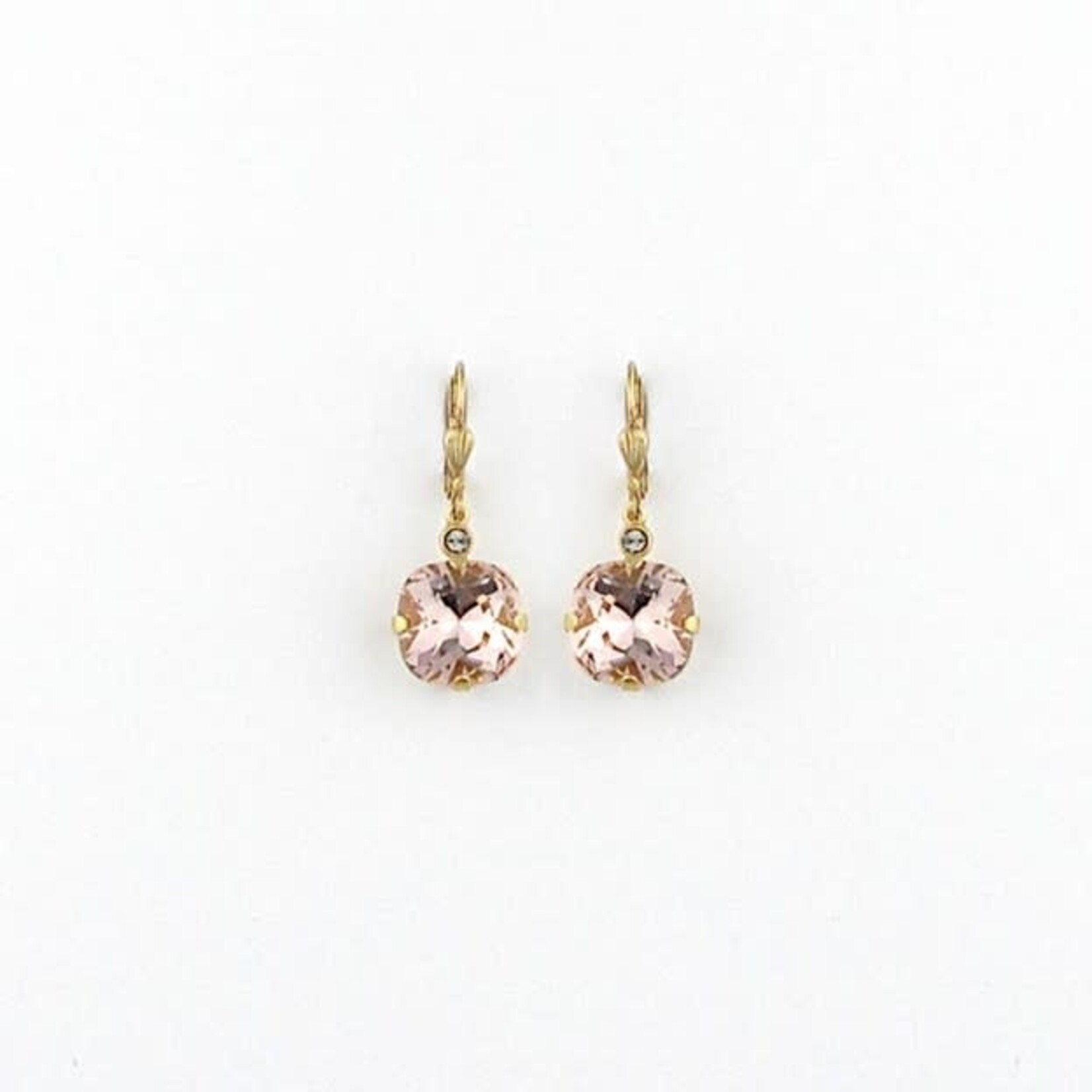 Classic Gold Lever-Back Earrings w/ Square Crystal in Blush