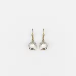 Classic Gold Lever-Back Earrings w/ Square Crystal in Clear