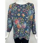 Nally & Millie Printed Flowers Long Sleeve High Low Top