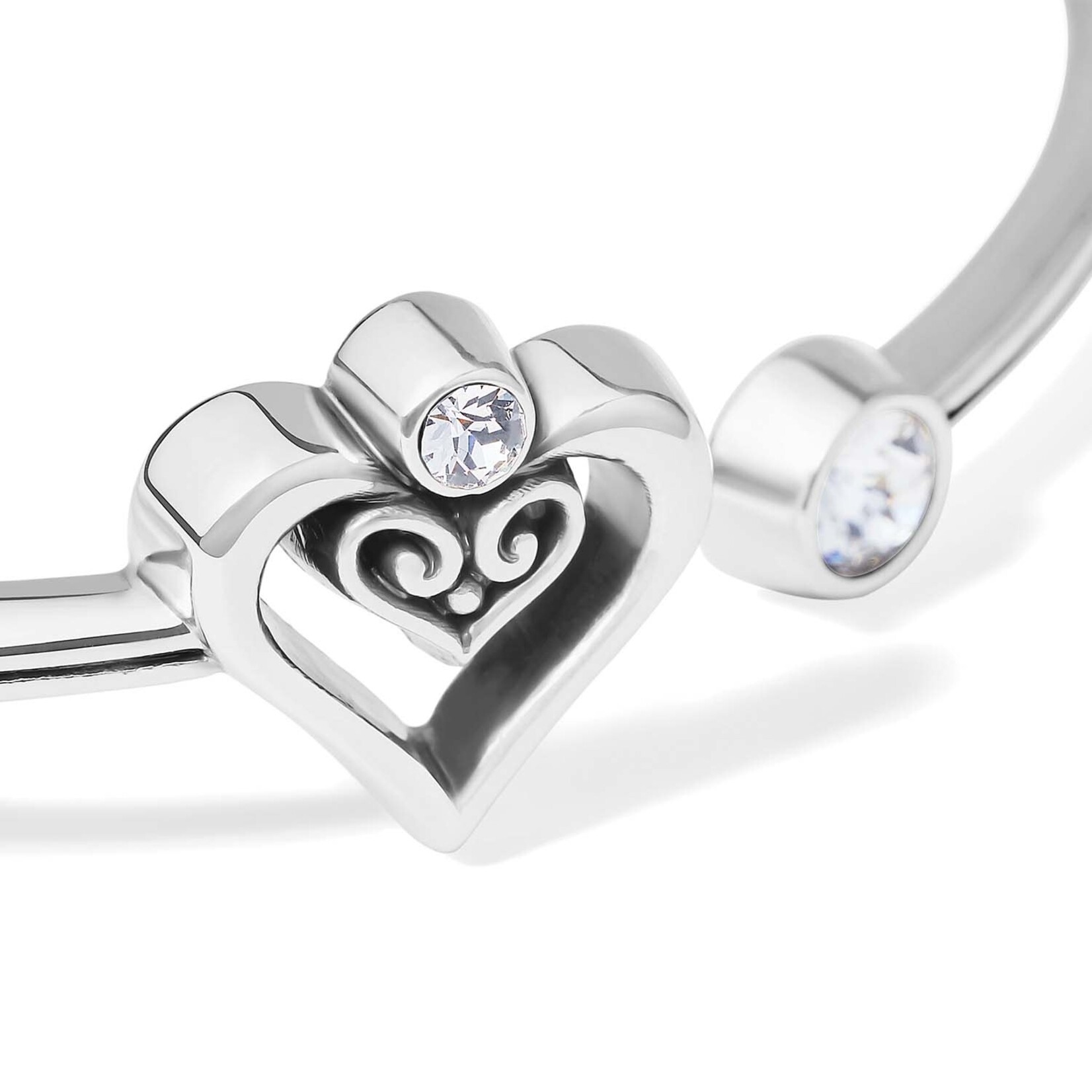 Brighton Alcazar Duet Heart Open Hinged Bangle - Silver, OS
