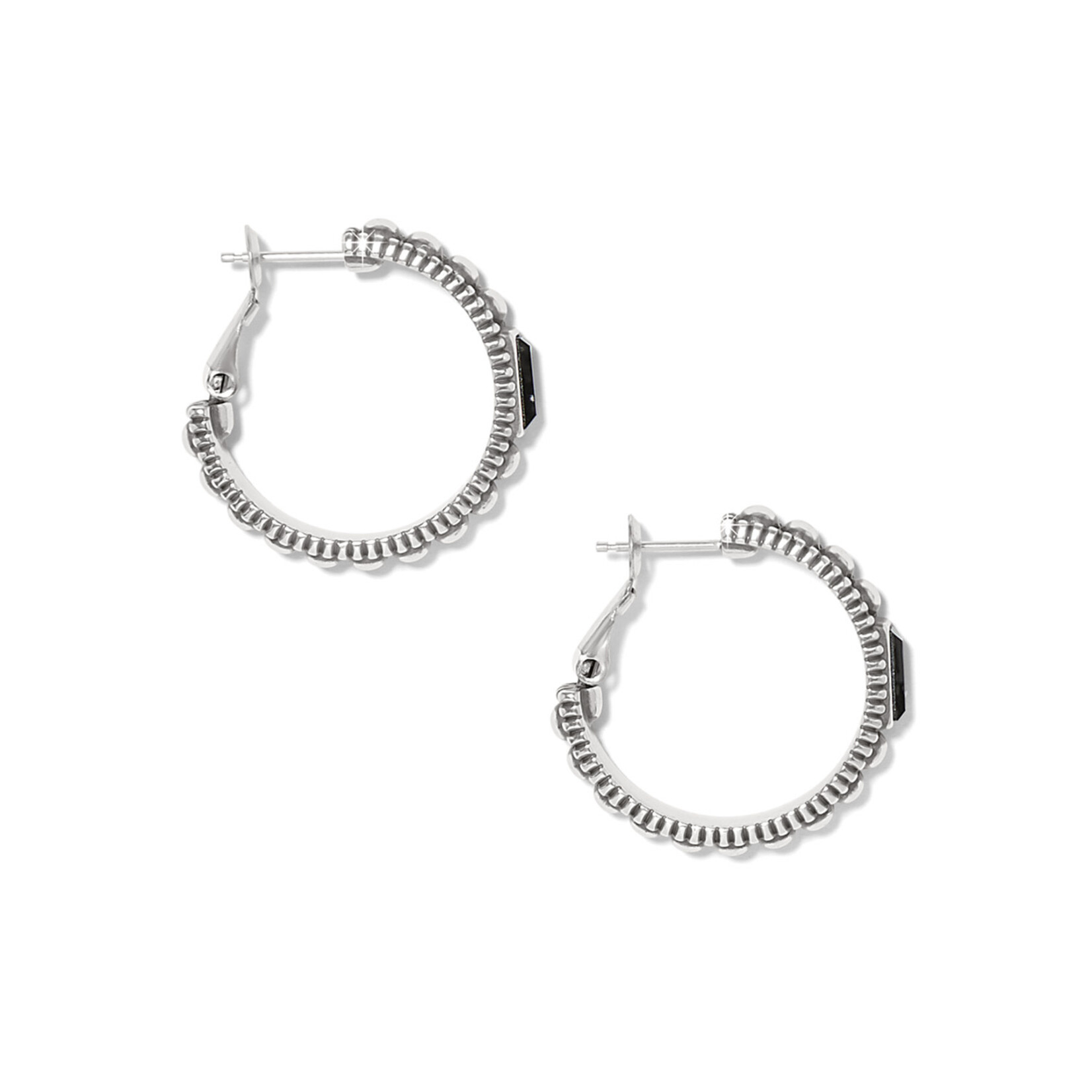 Brighton Pretty Tough Gem Black Hoop Earrings