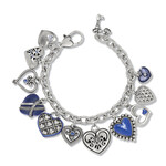 Brighton One Heart Blue Link Charm Bracelet