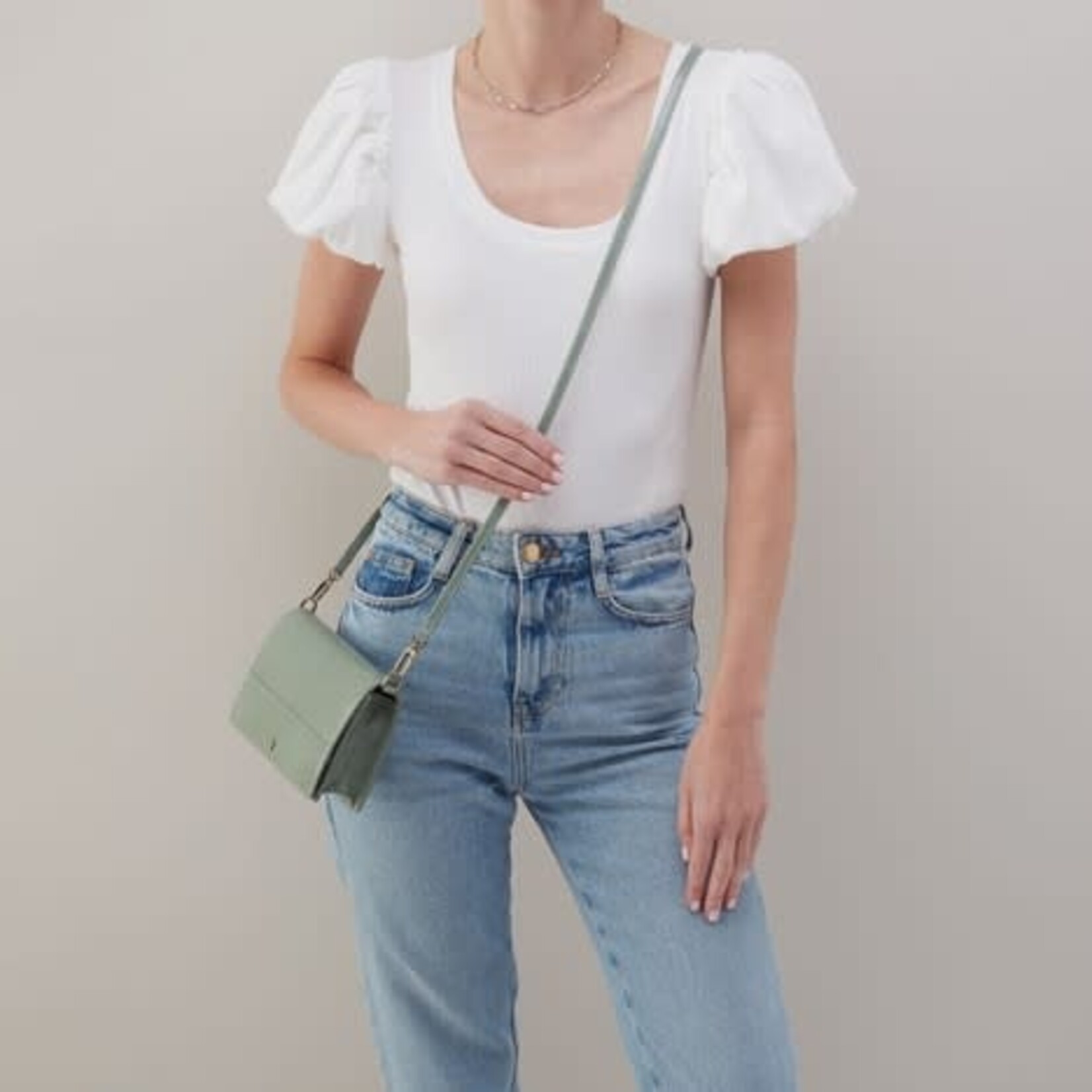 HOBO Jill Phone Crossbody Polished Leather in Jade