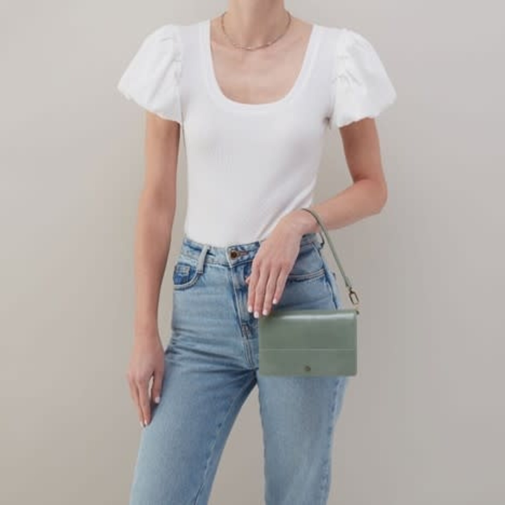 HOBO Jill Phone Crossbody Polished Leather in Jade