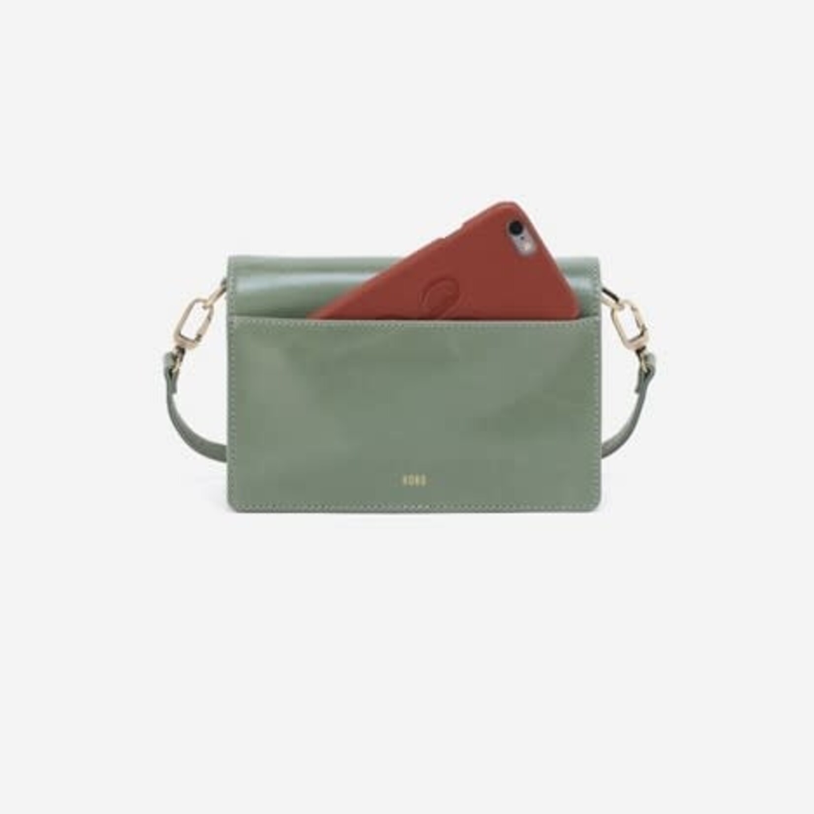 HOBO Jill Phone Crossbody Polished Leather in Jade