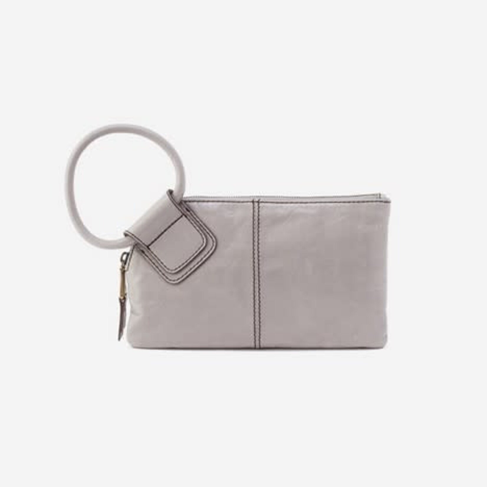 HOBO Sable Polished Leather Clutch in Light Grey