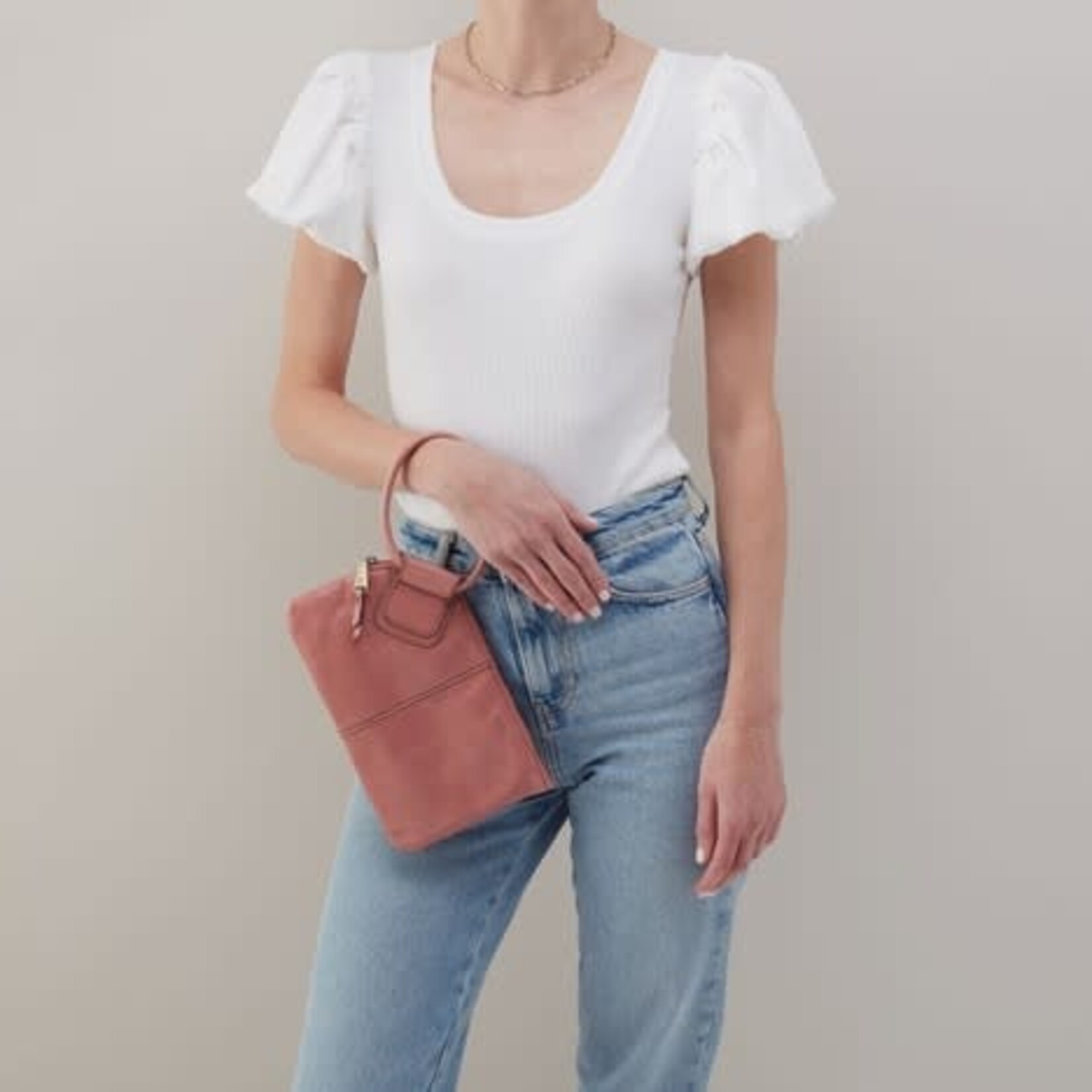 HOBO Sable Polished Leather Wristlet in Rose