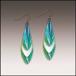 Illustrated Light Waterfall Crash Mixed Metal Feather Drop Earrings