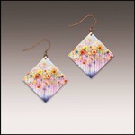Illustrated Light Vibrant Flowers Artistic Statement Dangling Handmade Earrings
