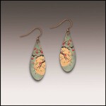 Illustrated Light Cherry Moon Dew Drop Handmade Earrings