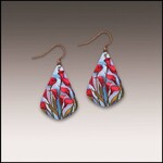 Illustrated Light Calla Lily Red Short Drop Handmade Earrings
