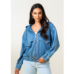 Elena Wang Hoodie Zip Jacket in Denim