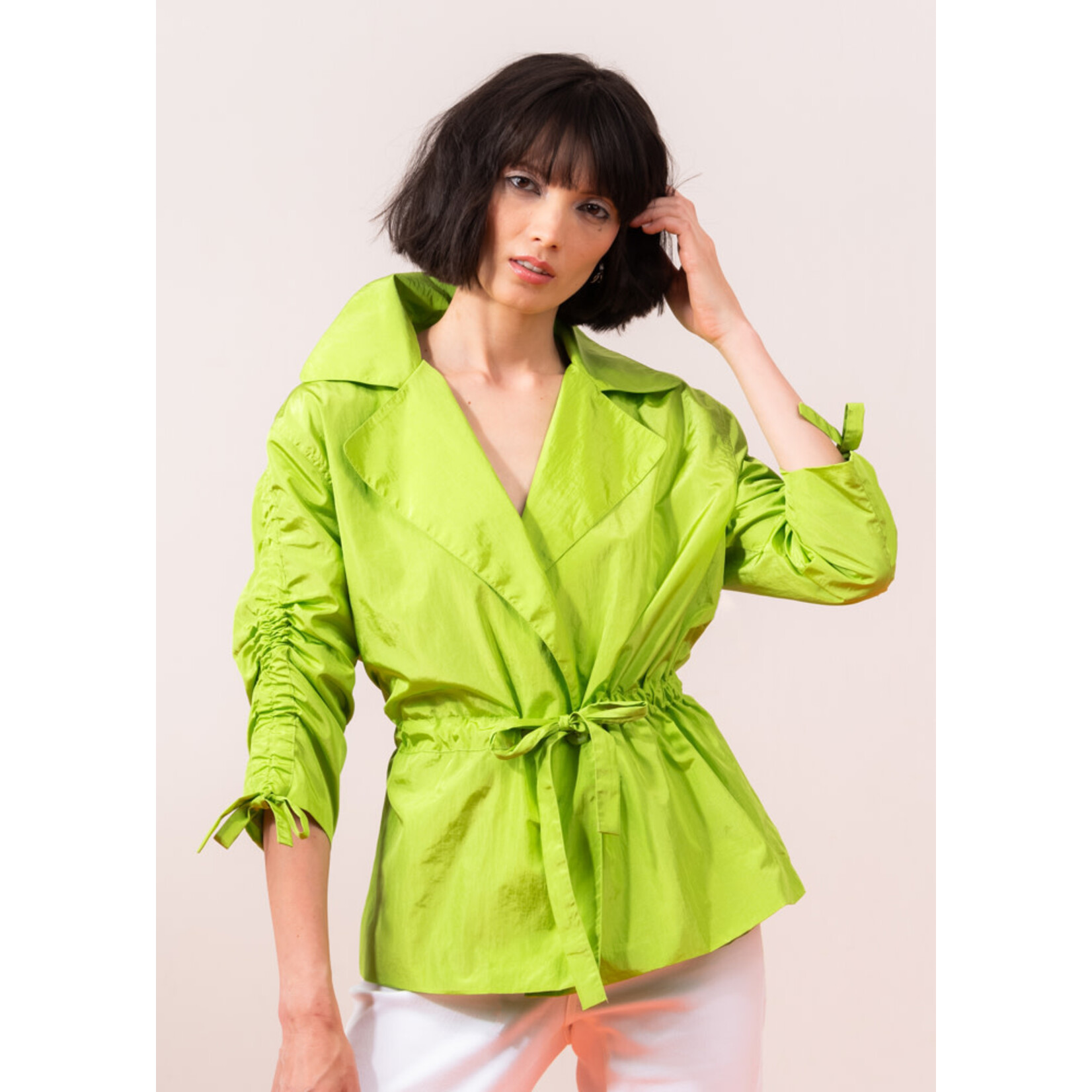 Elena Wang Double Breasted Jacket in Lime