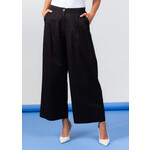 Elena Wang Cotton Pleated Pant elastic waistband in Black