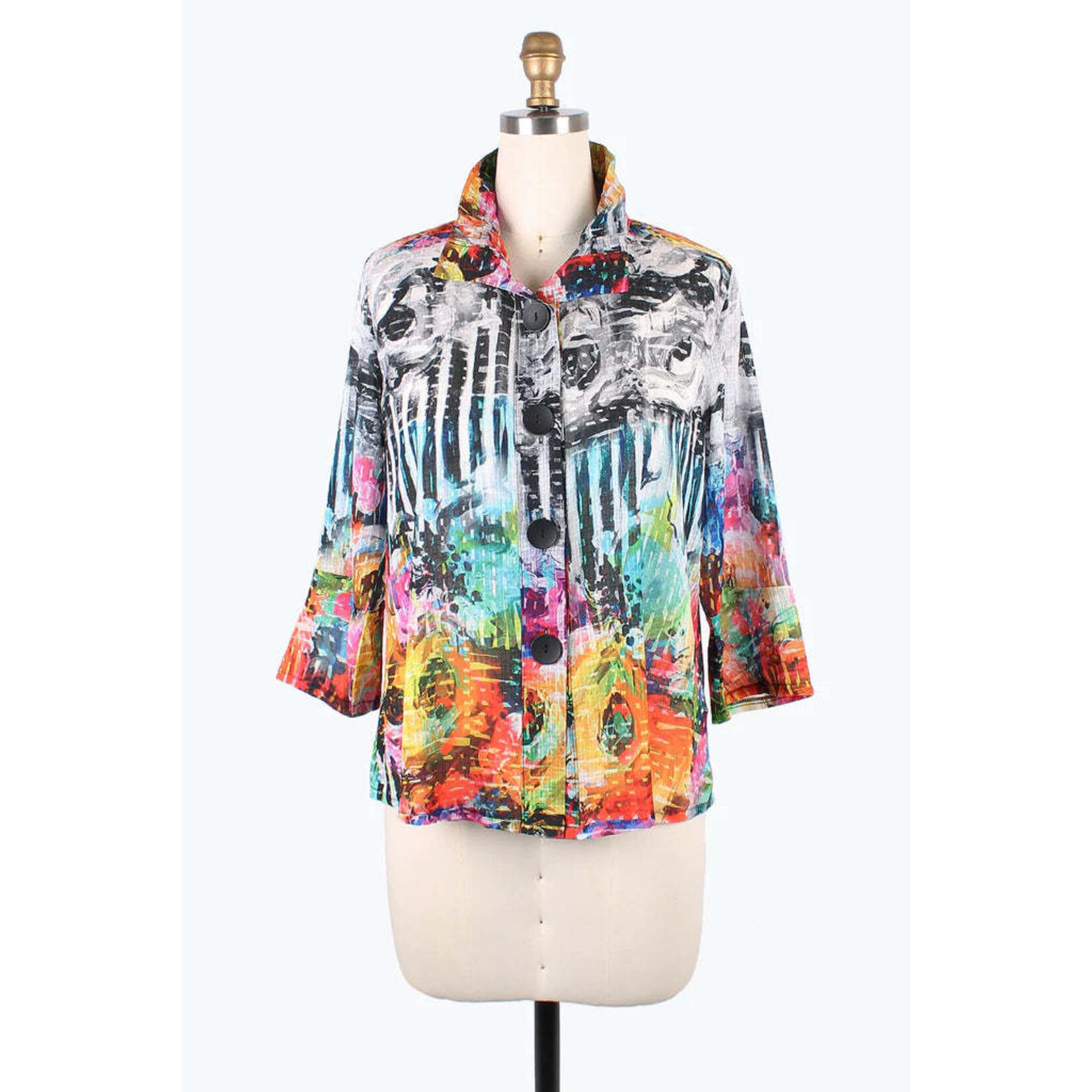Damee Collage Art Jacket in Blk Multi