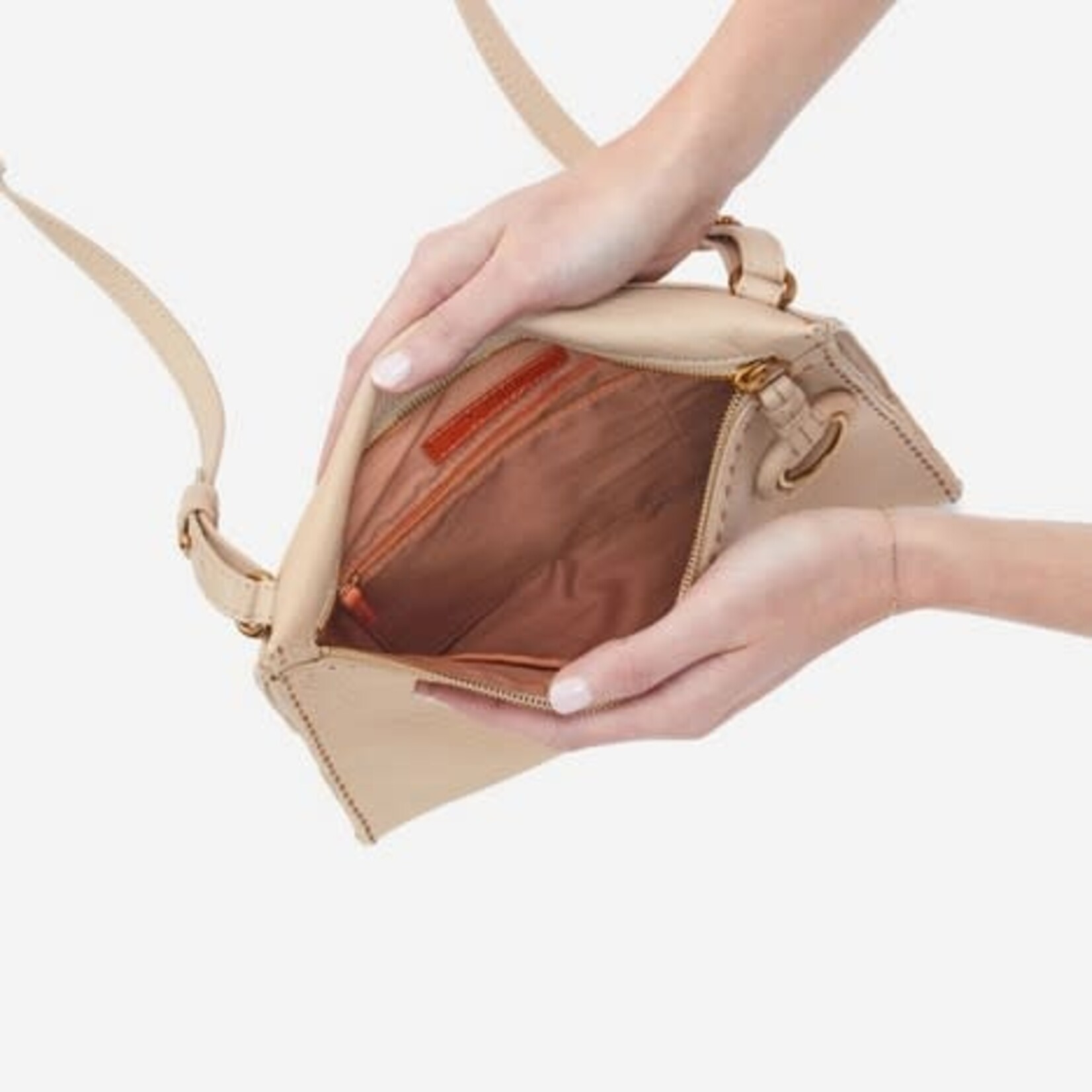HOBO Austin Medium Pebbled Leather Crossbody in Linen