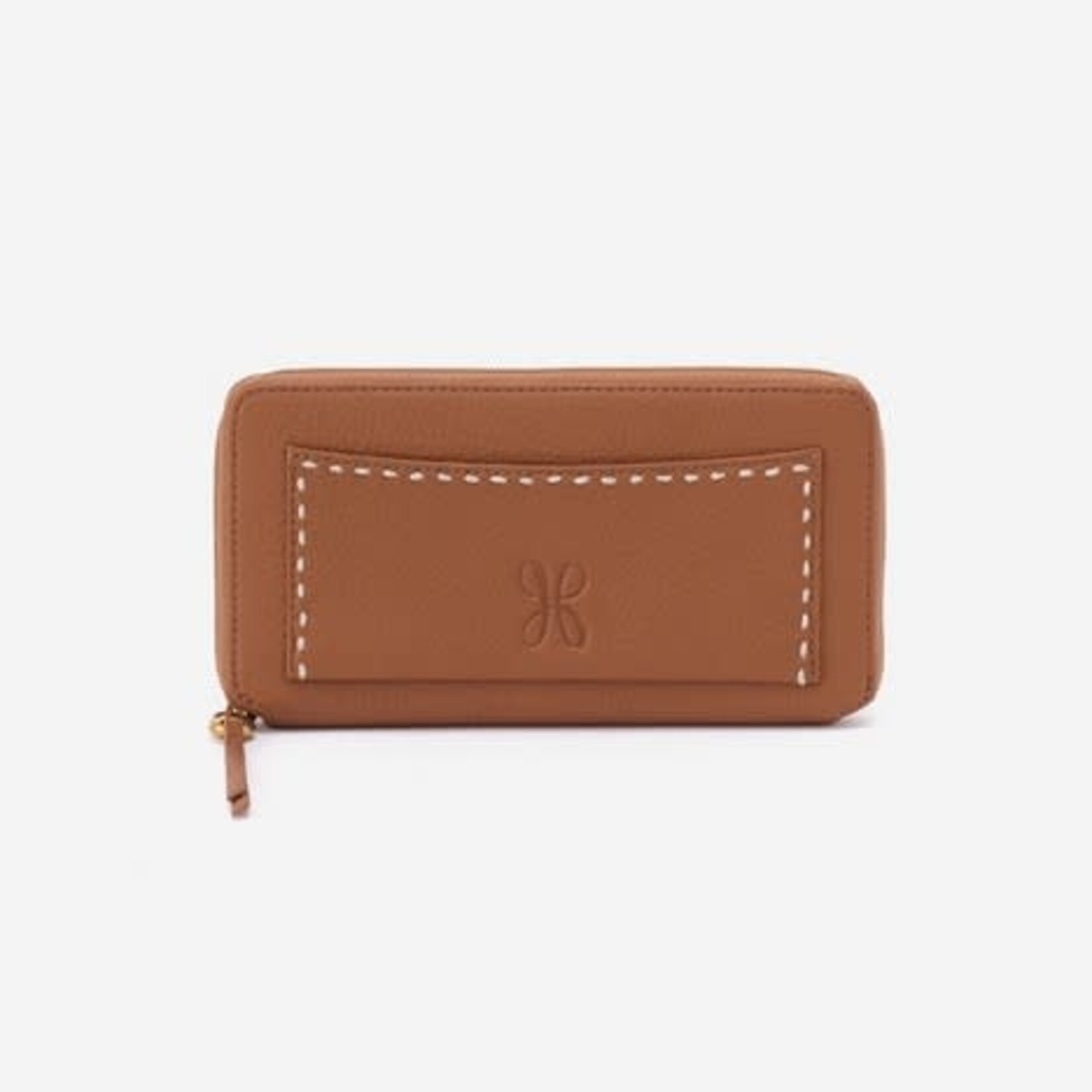HOBO Hart Large Pebbled Leather Wallet in Warm Honey