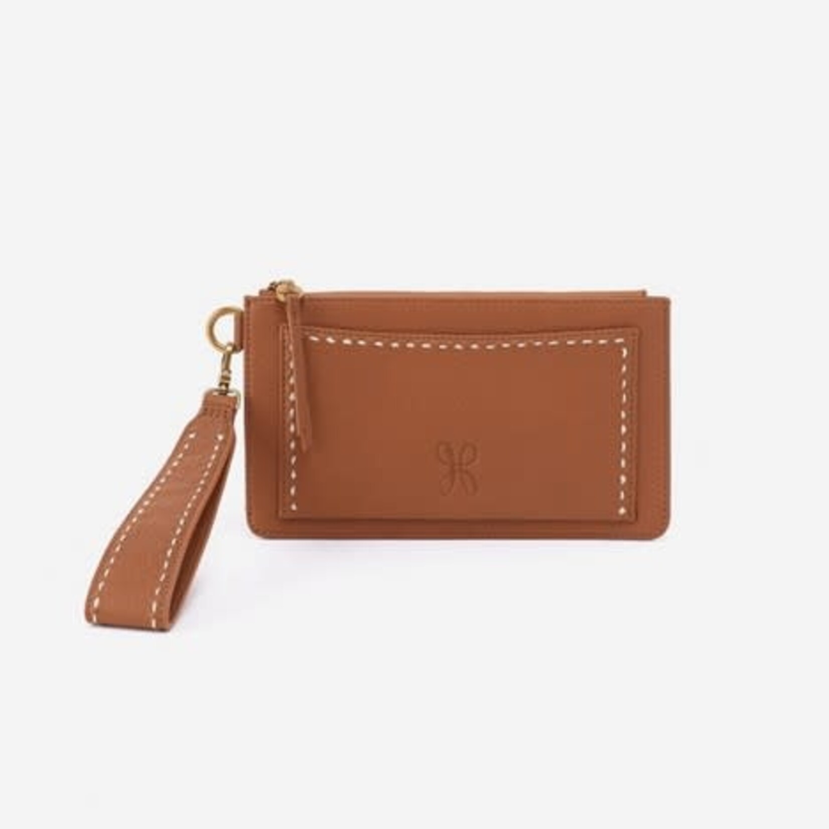 HOBO Hart Pebbled Leather Wristlet in Warm Honey