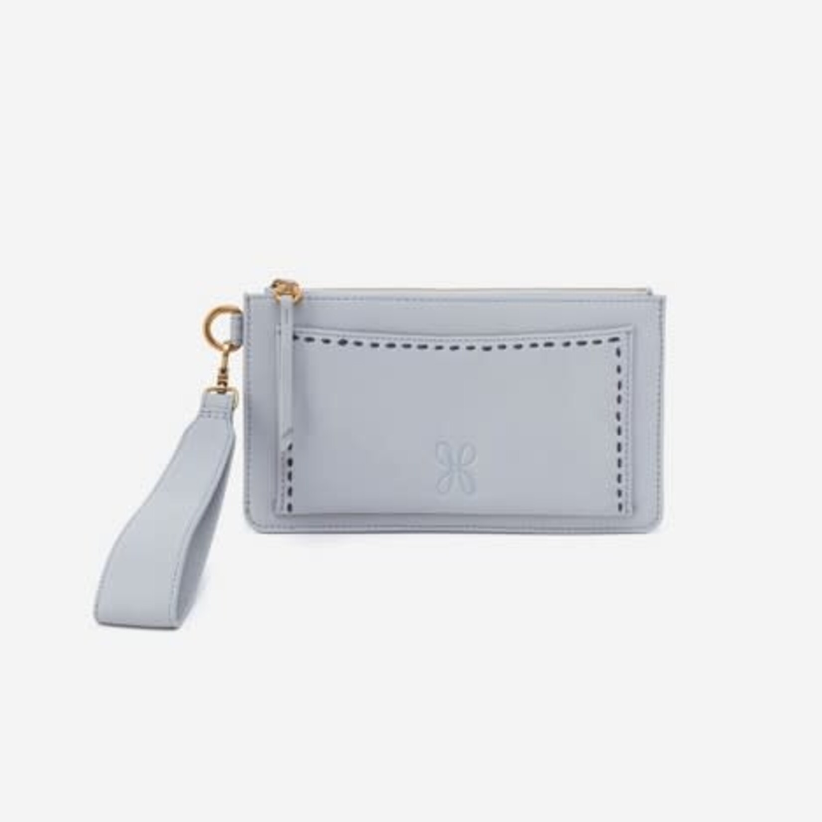 HOBO Hart Pebbled Leather Wristlet in Blue Pearl