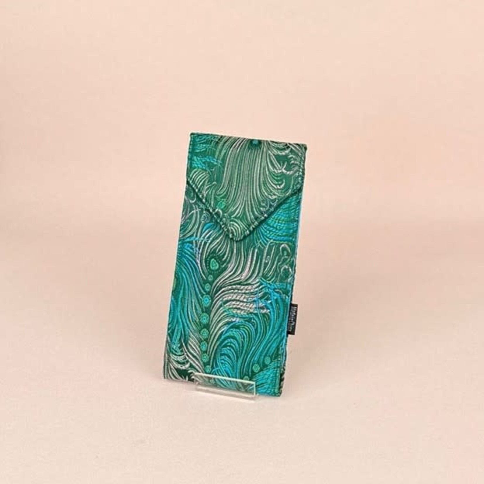 Cathayana Brocade Floral Double Eyeglasses Holder in Teal & Pink