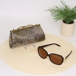 Cathayana Peacock Brocade Eyeglass Case w/ Handsewn Kiss Clasp Closure in Gray & Yellow