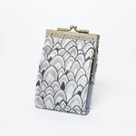 Cathayana Brocade Small Feather Card Holder w/ RFID Protection in Silver & Black