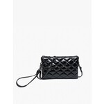 Jen & Co Riley High Gloss Quilted Double-Sided Wristlet/Crossbody in Black