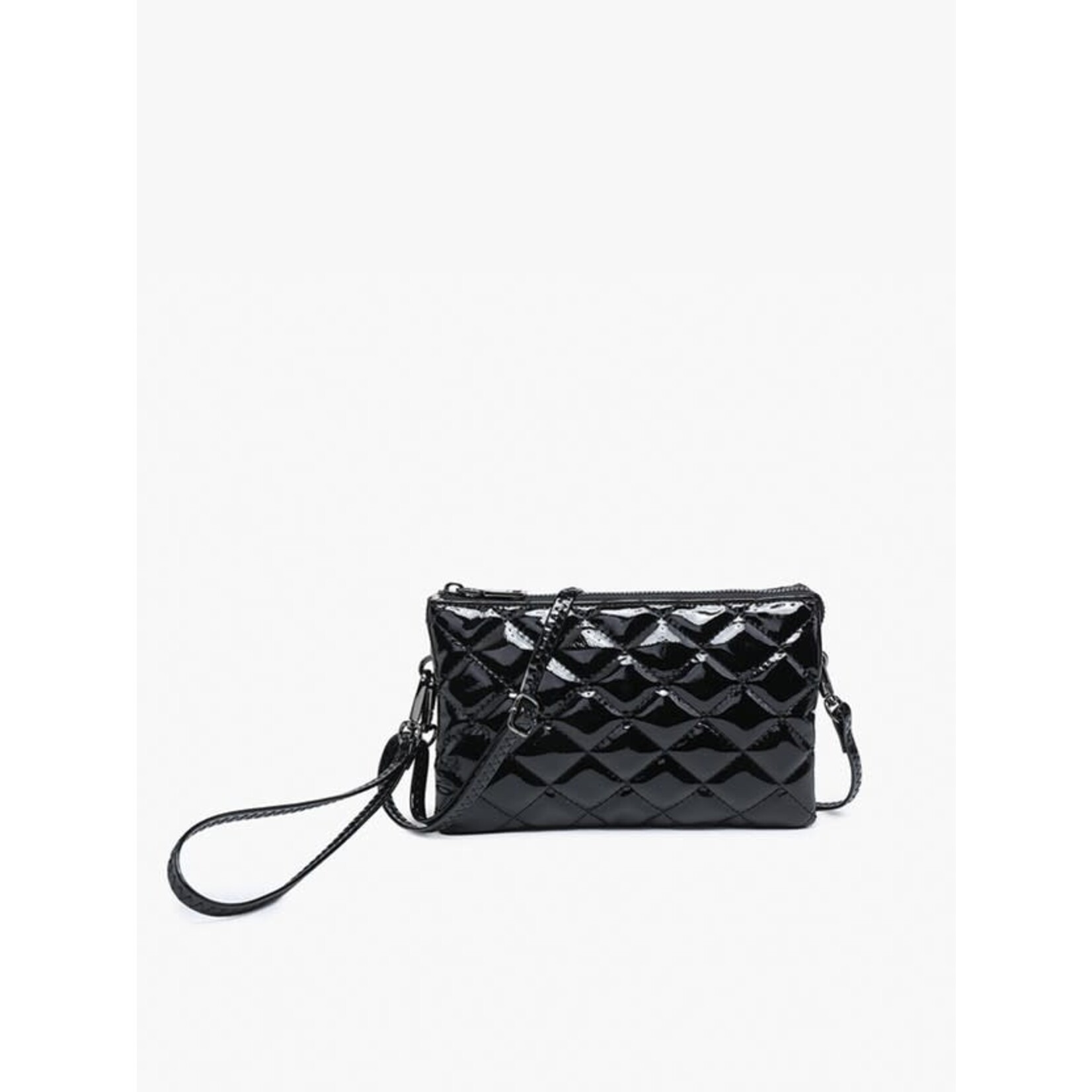 Jen & Co Riley High Gloss Quilted Double-Sided Wristlet/Crossbody in Black