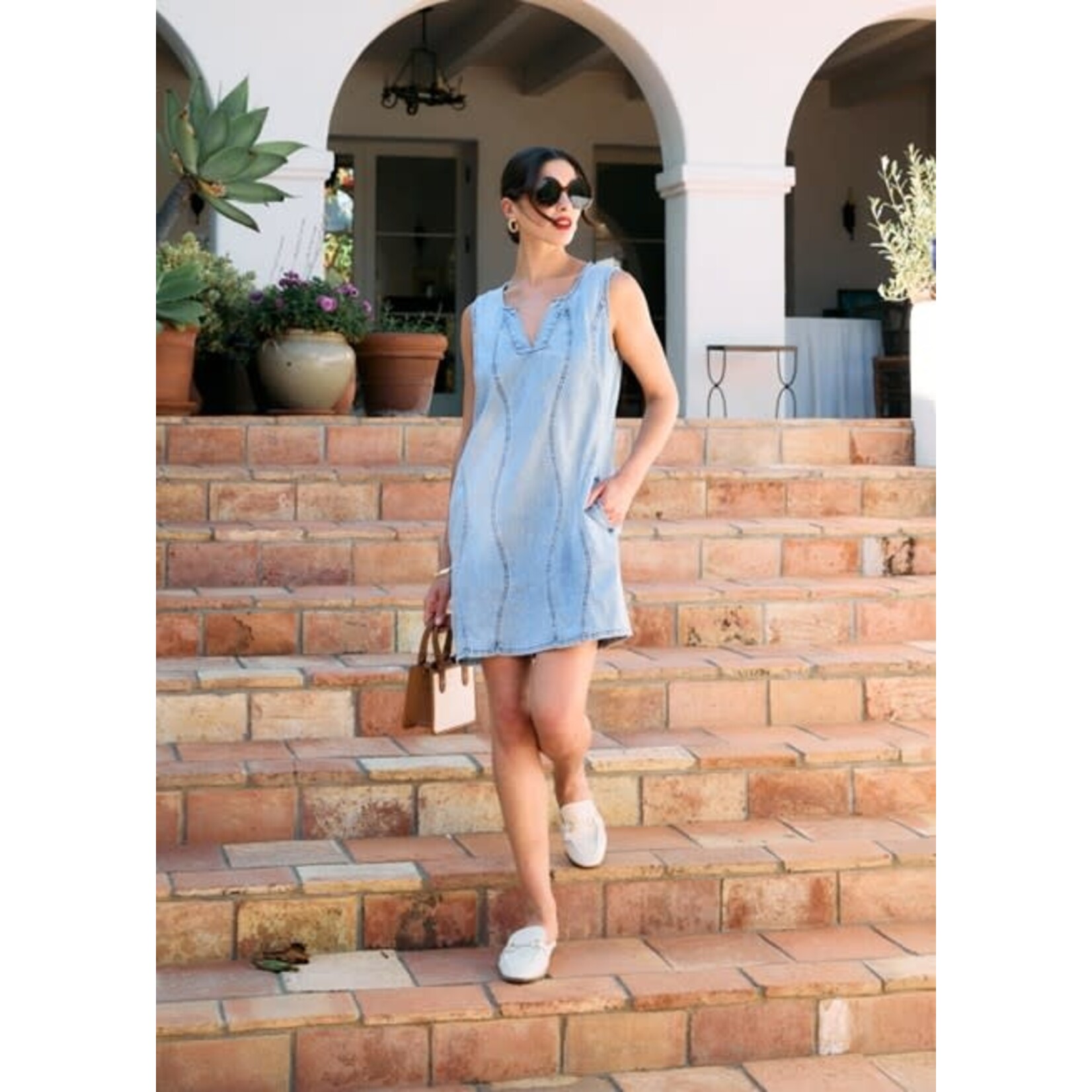 FDJ Light Denim Wave Dress in Powder Wash
