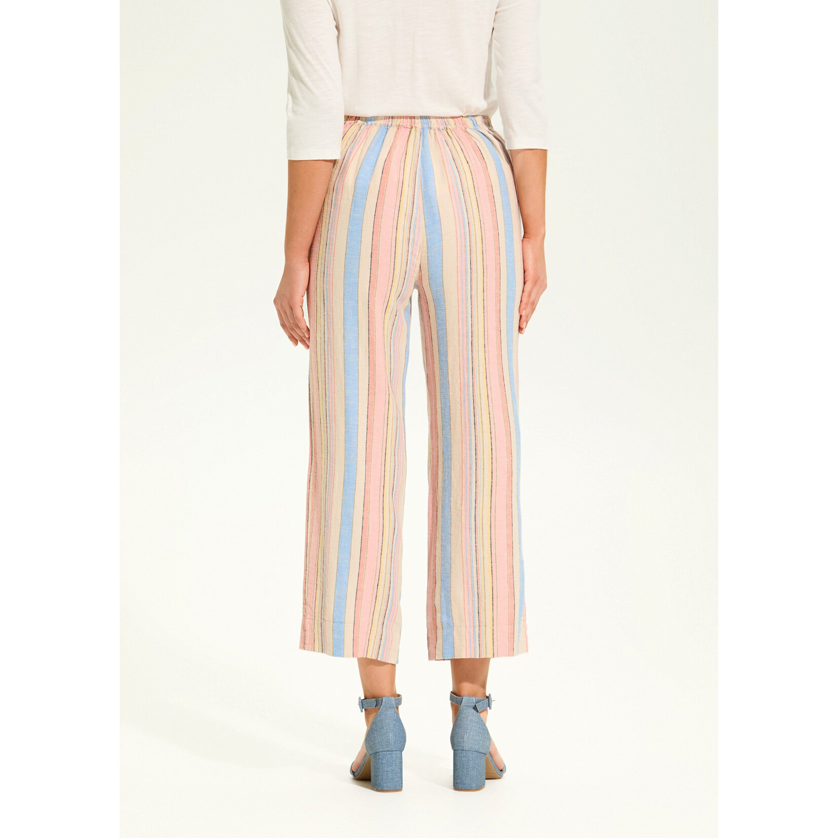 FDJ Pull-On Wide Crop Trouser in Aperol Stripe
