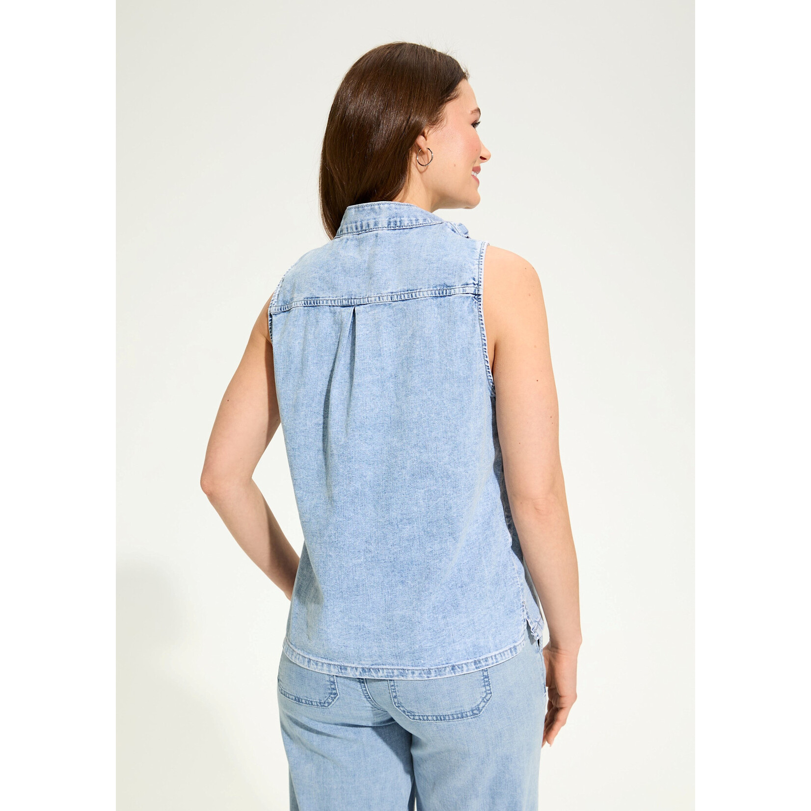 FDJ Sleeveless Bow Neck Blouse in Powder Wash