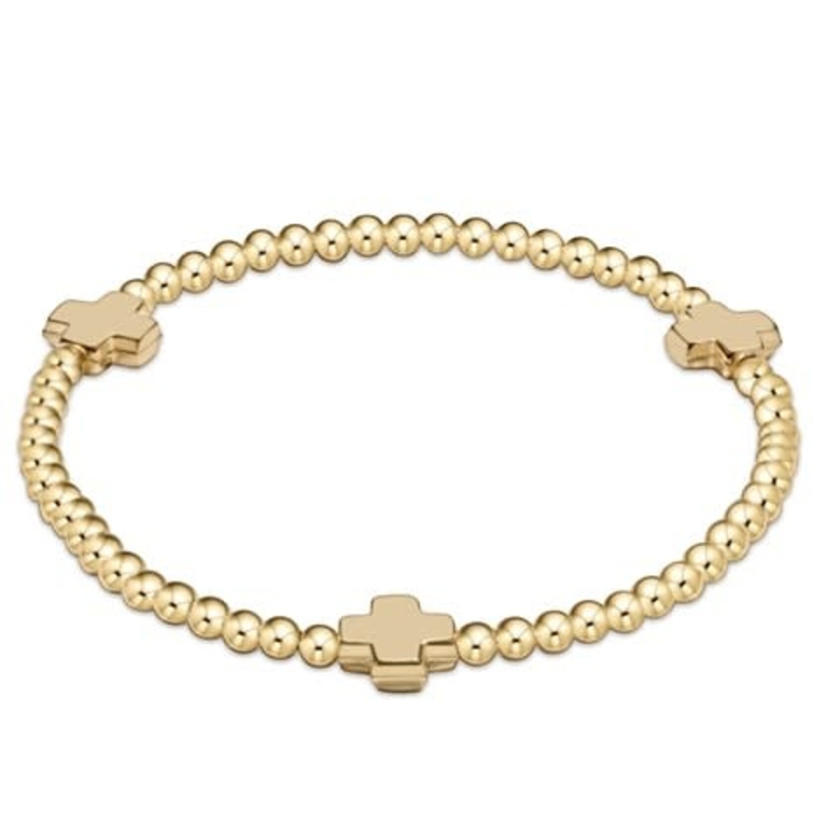 enewton Design ENEWTON EXTENDS - SIGNATURE CROSS GOLD PATTERN 3MM BEAD BRACELET - GOLD