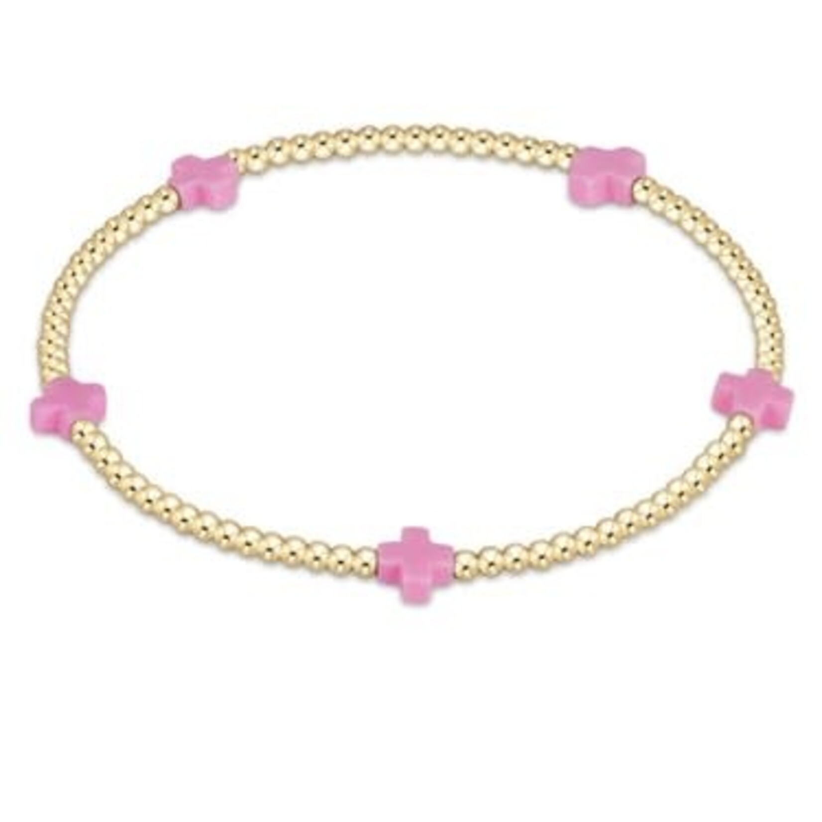 enewton Design SIGNATURE CROSS SMALL GOLD PATTERN 2MM BEAD BRACELET - BRIGHT PINK
