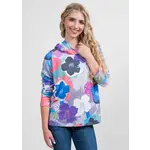 Trisha Tyler All Over Floral Print Hoodie in Grey/Coral