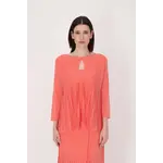 Lattice Stitched Hem Cardigan With Tank in Coral