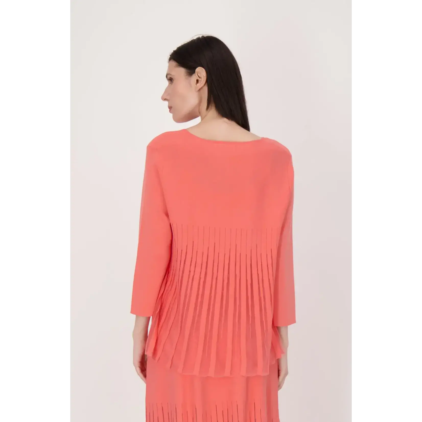Lattice Stitched Hem Cardigan With Tank in Coral