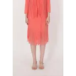 Lattice Stitched Hem Layered Skirt in Coral