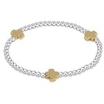 enewton Design SIGNATURE CROSS STERLING MIXED METAL PATTERN 3MM BEAD BRACELET - GOLD