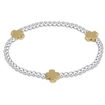 enewton Design ENEWTON EXTENDS - SIGNATURE CROSS STERLING MIXED METAL PATTERN 3MM BEAD BRACELET - GOLD