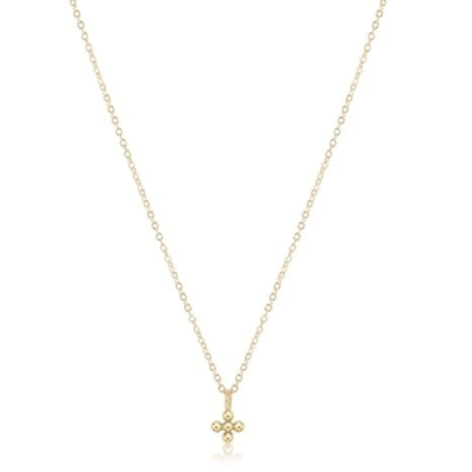 enewton Design 16" Necklace Gold - Classic Beaded Signature Cross Small Gold Charm