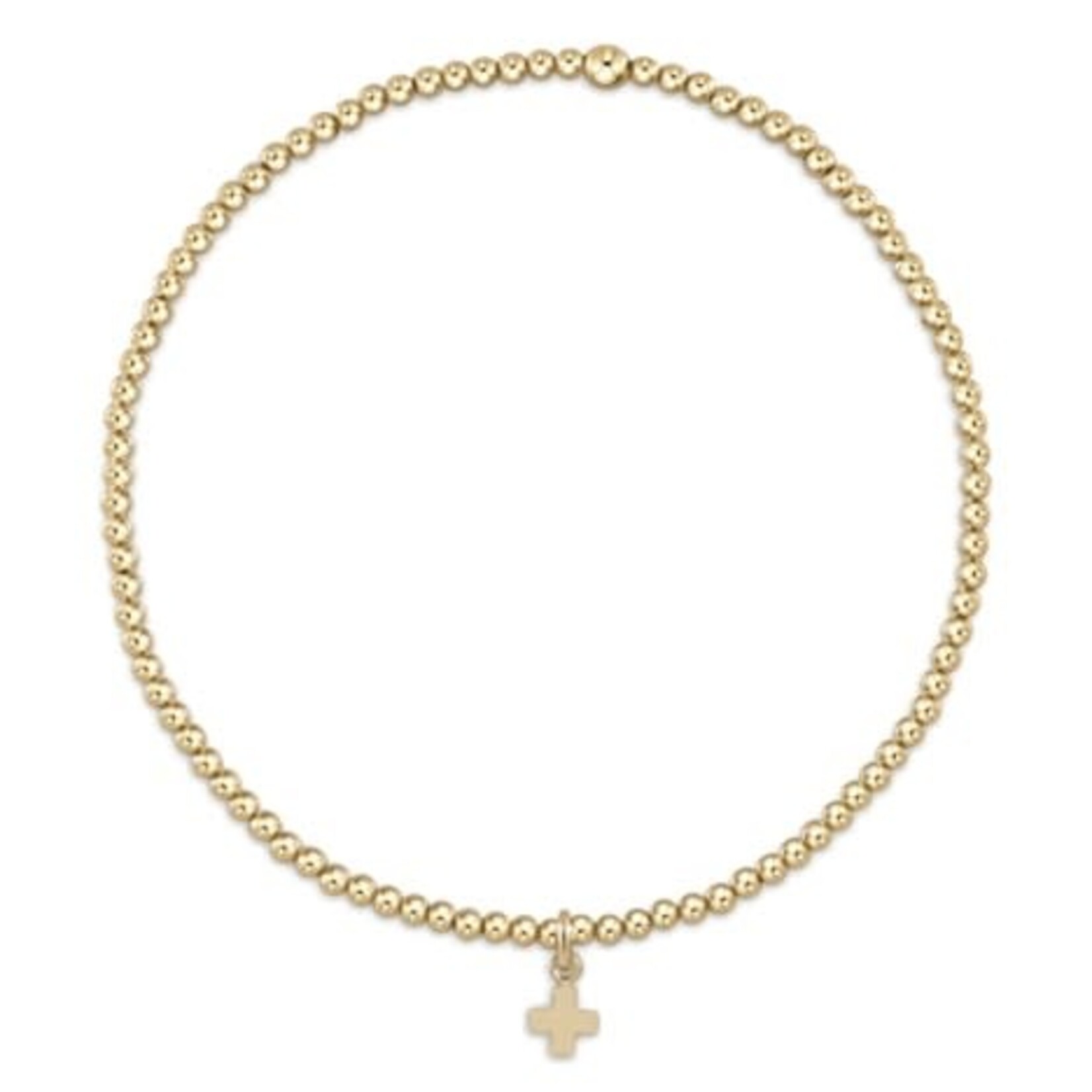 enewton Design Classic Gold 2mm Bead Bracelet - Signature Cross Small Gold Charm
