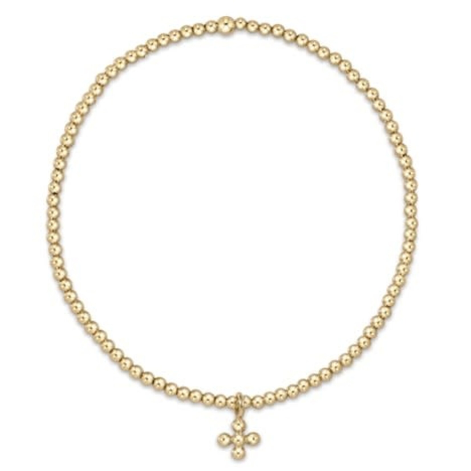enewton Design Classic Gold 2mm Bead Bracelet - Classic Beaded Signature Cross Small Gold Charm