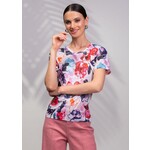 Alison Sheri Floral Short Slv V-Neck Tee