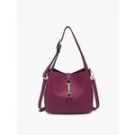 Jen & Co Agnes Classic Satchel w/ Press Lock & Inner Bag in Plum