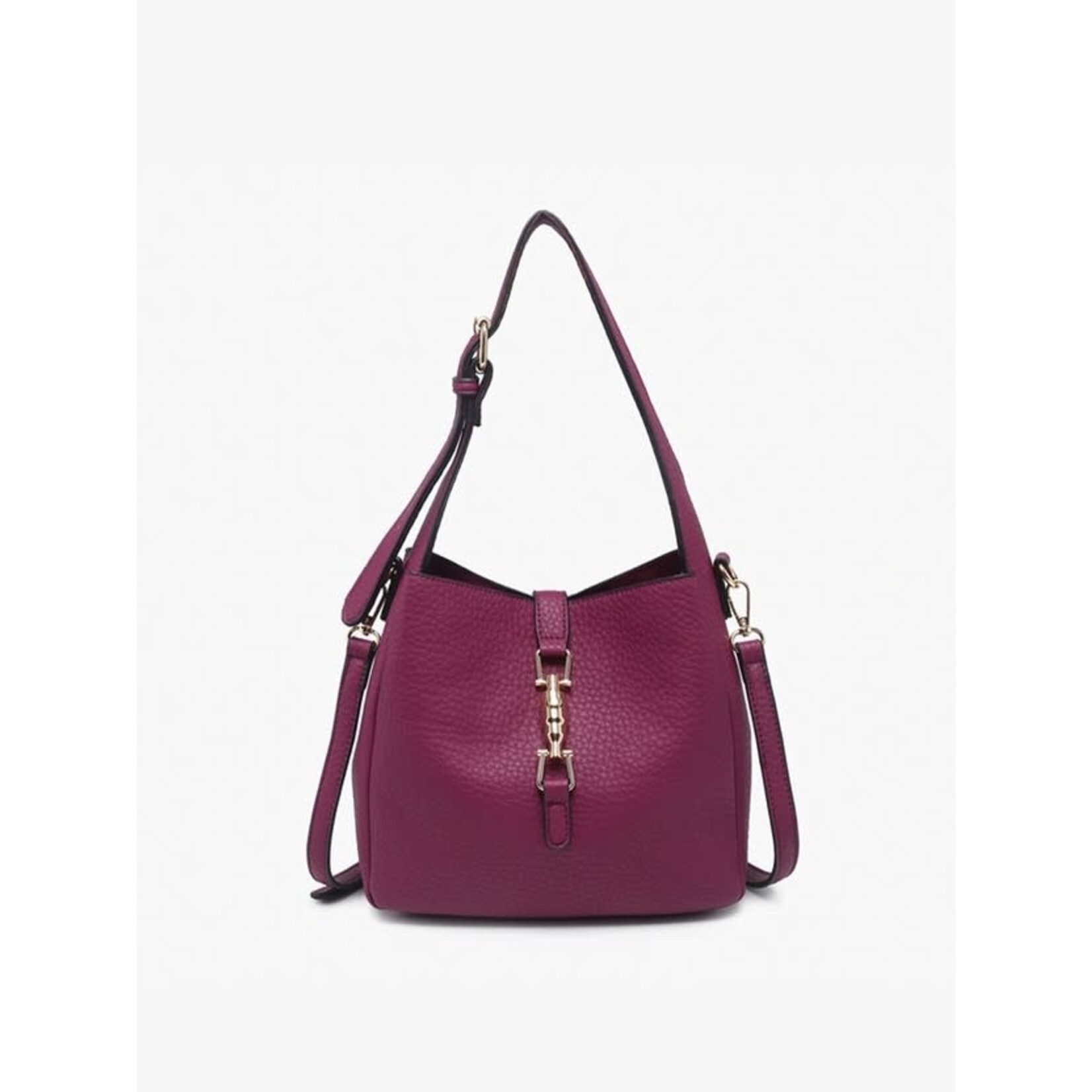 Jen & Co Agnes Classic Satchel w/ Press Lock & Inner Bag in Plum