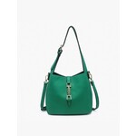 Jen & Co Agnes Classic Satchel w/ Press Lock & Inner Bag in Green