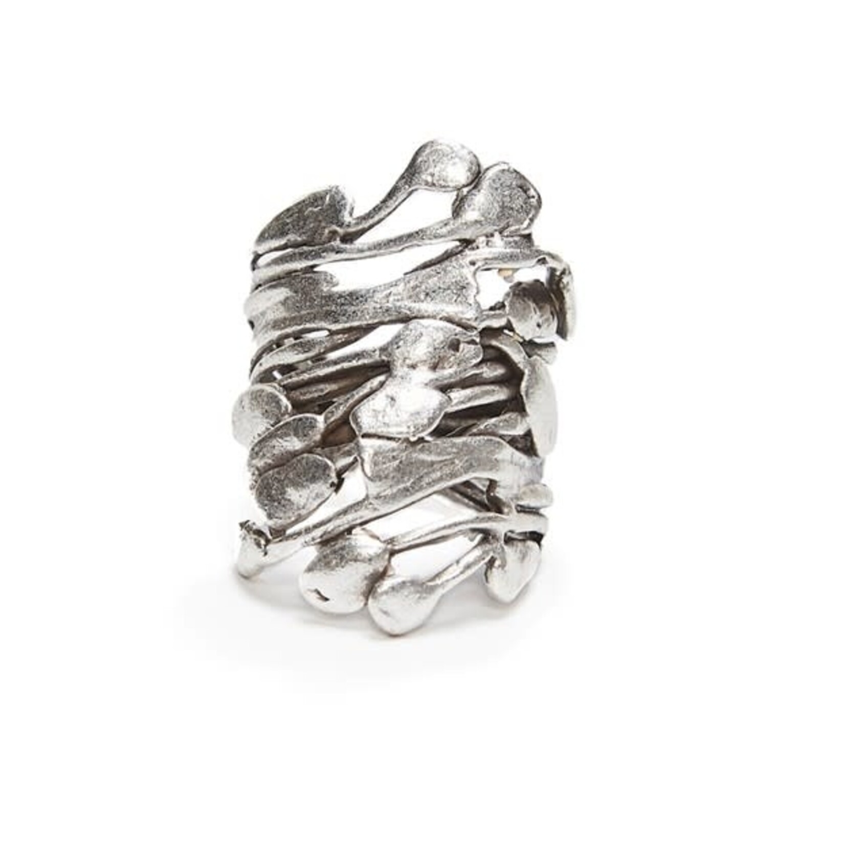 Chanour Handmade Brass Ring in Silver Plate OS