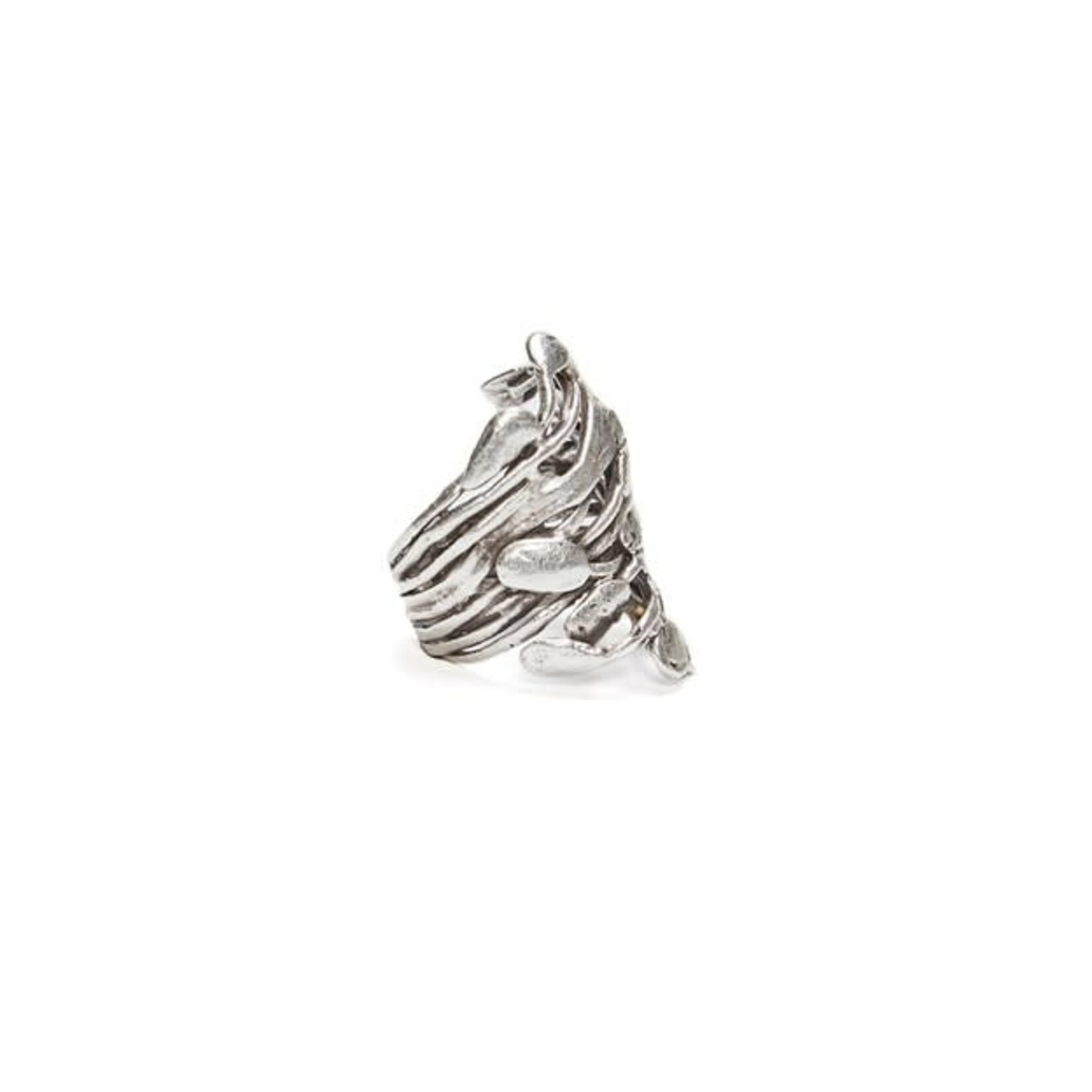 Chanour Handmade Brass Ring in Silver Plate OS